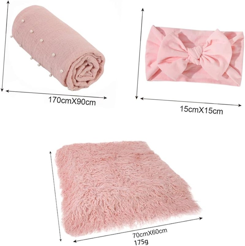 Newborn Photography Swaddle Wrap Blanket Hairband Set For Boys Girls Photo Prop - Image 2